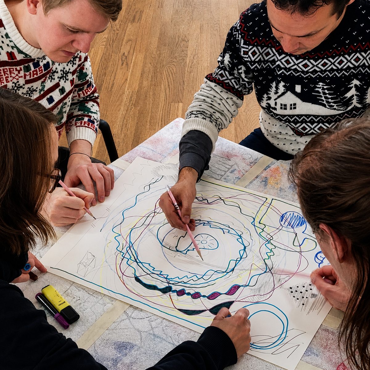 Team gestaltet bei TeamUpArt gemeinsam ein Kunstwerk